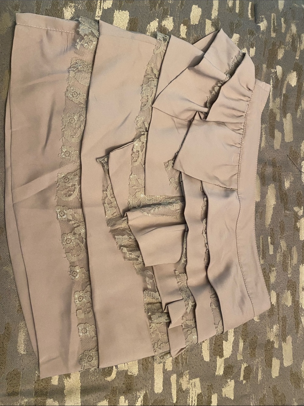 Forever 21 Ruffle & Lace Mini Skirt in Light Taupe